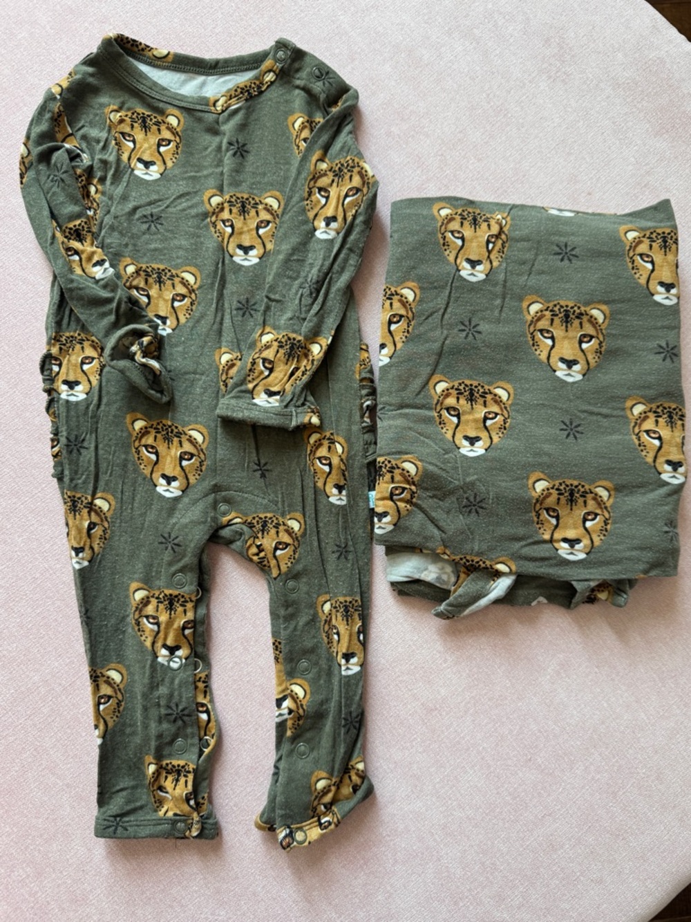 Posh Peanut Olive Cheetah Print Pajama Set